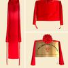 Red Cloth Plaque and Ribbon-Cutting Ceremony Prop with Flower Ball Stand