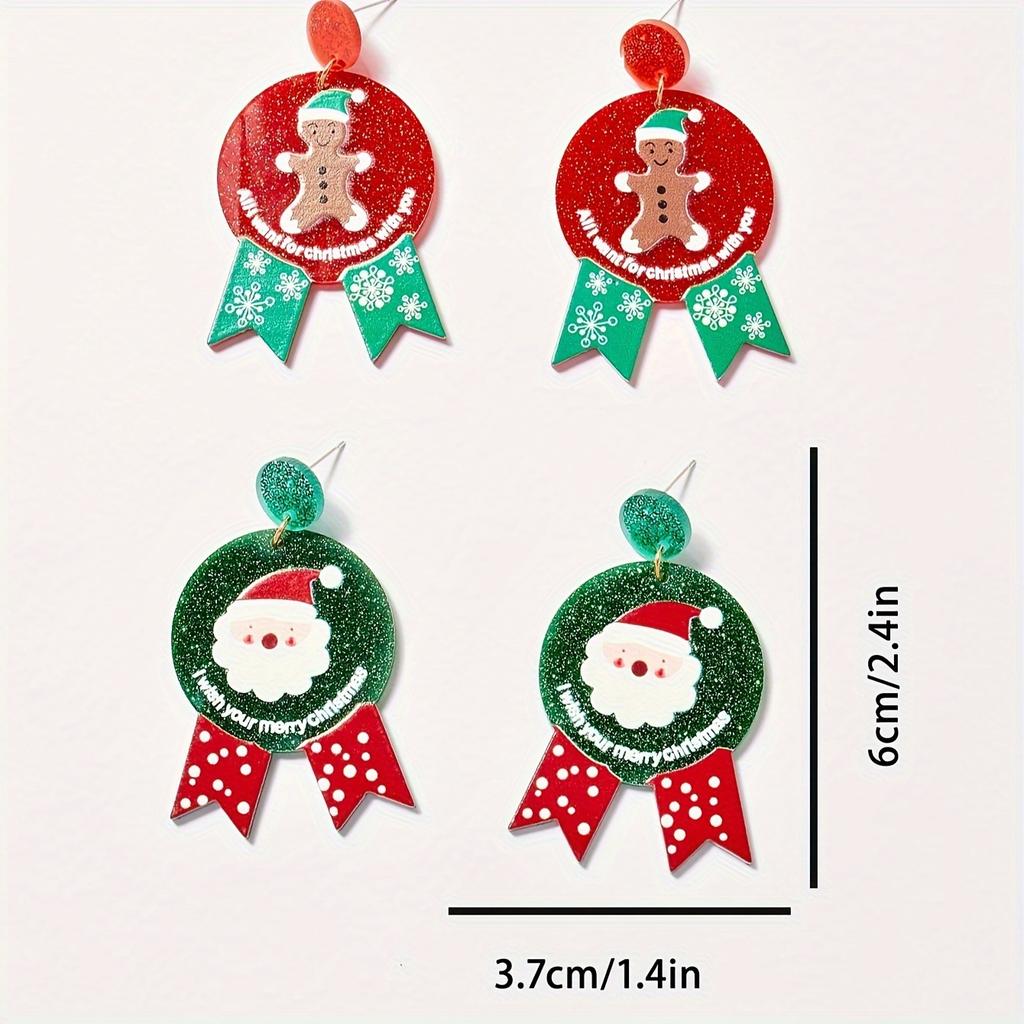 Weihnachtsschneemann Lebkuchen Acryl Ohrringe kindlicher Weihnachtsmann Weihnachtsbaum Ohrringe Cartoon Ohren