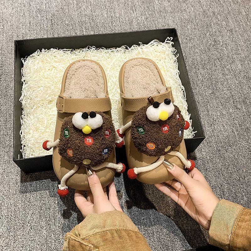 Milk Cute Big Eyes Cookie Doll Bag Head Drag 2025 Autumn and Winter Girl Heart Home Soft Bottom Cotton Slippers Women's Winter Wear