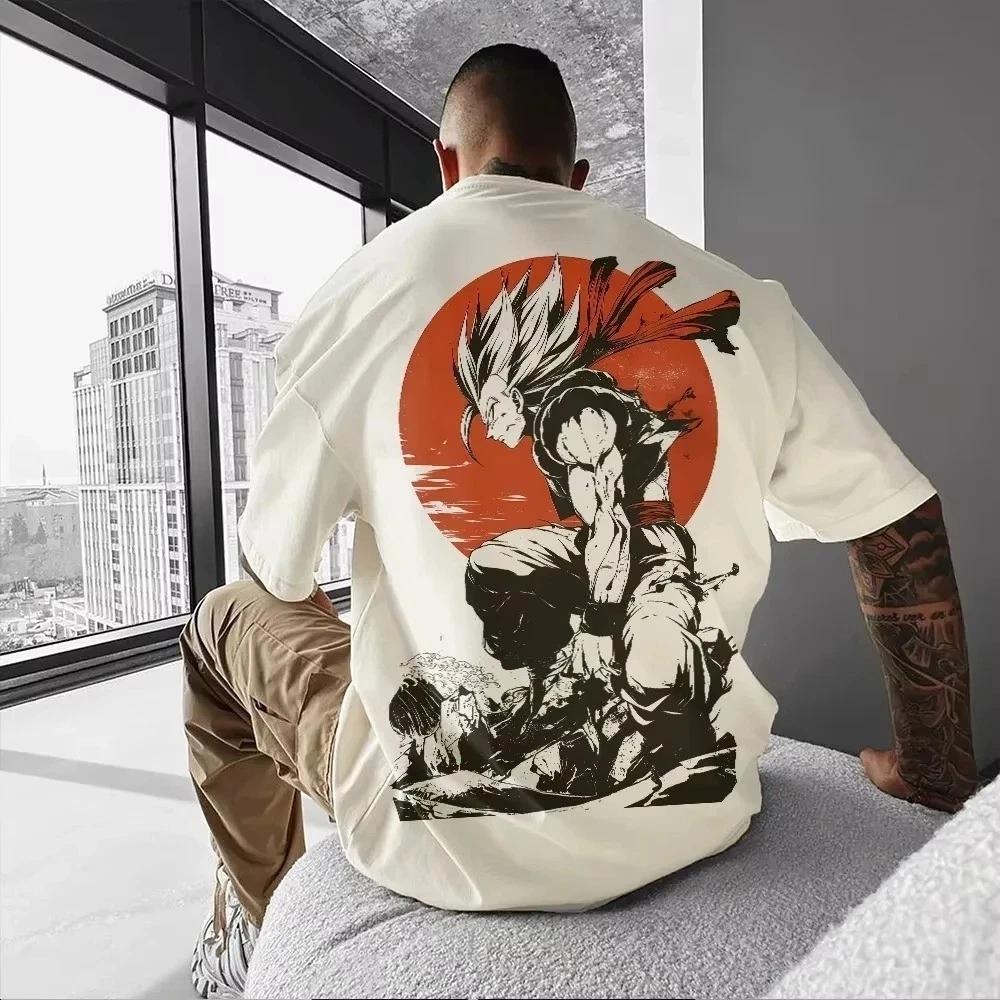 

Unisex Anime Graphic Printed Short Sleeved Oversized Cotton T-shirt Streetwear XL