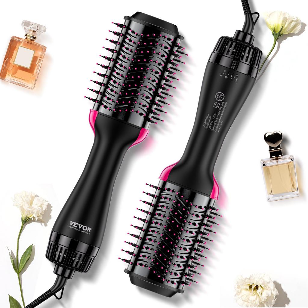 VEVOR Hair Blow Dryer Brush, 4 in 1 Ionic Hair Dryer and Styler Volumizer with 75mm Ceramic Coating Oval Barrel & 3 Heat Settings