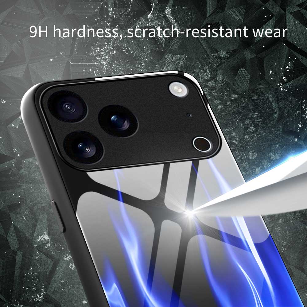 For iPhone 17 Pro Max Case Anti Drop TPU PC Tempered Glass Pattern Printing Phone Back Cover