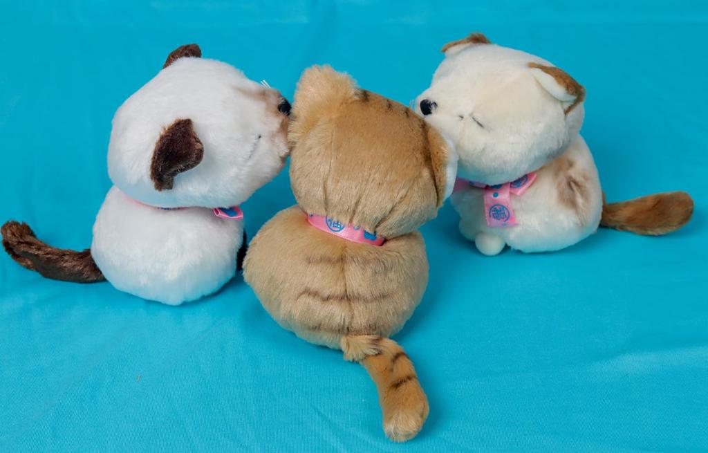 Shinada Fukurai Cat M Set of 3 Plush Toys 12cm Lucky Charm Meditating Cat Silky Fur