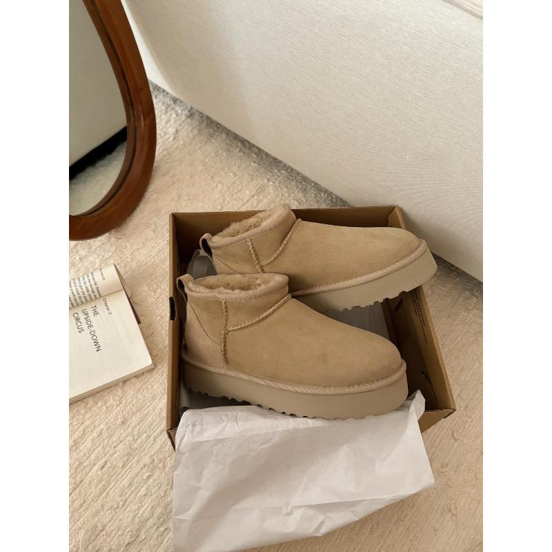 Henan Sangpo snow boots sheepskin fur integrated women's autumn and winter new warm lazy snow shoes winter rain low top mini