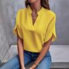 2024 Women's Casual Summer V-neck Loose Solid Color Blouse