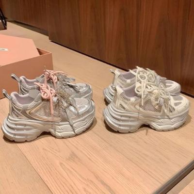 [sheii] lange hoogte mm~ dubbele dikke zool verhogende grijze casual sportschoenen dames dad shoes