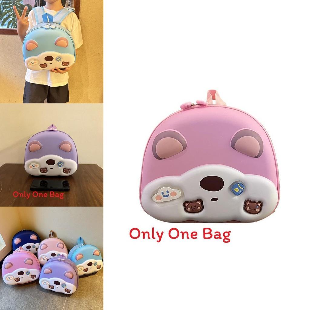 Bear Animal Oxford Backpack For Preschool Kids With Curved Shoulder Straps For School Use