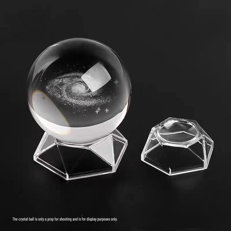 Transparent Acrylic Rhombus Crystal Ball Display Stand Ornament