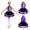 Kinder Mädchen Funkelnde Pailletten Rundhals Ballett Tanz Tutu Kleid Gymnastik Modern Dance Performance Kostüm