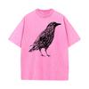 Sketch Bird Graphic Crew Neck Washed Tshirts Mother Day Tees Short Sleeve Classic  Cotton Funny Washed Tees Outdoor Adult