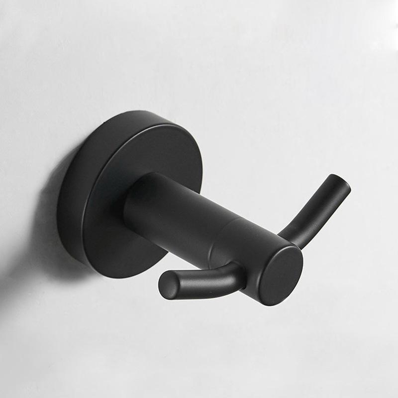 Black 304 Stainless Steel No-Drill Coat & Hat Hook for Bathroom or Entrance