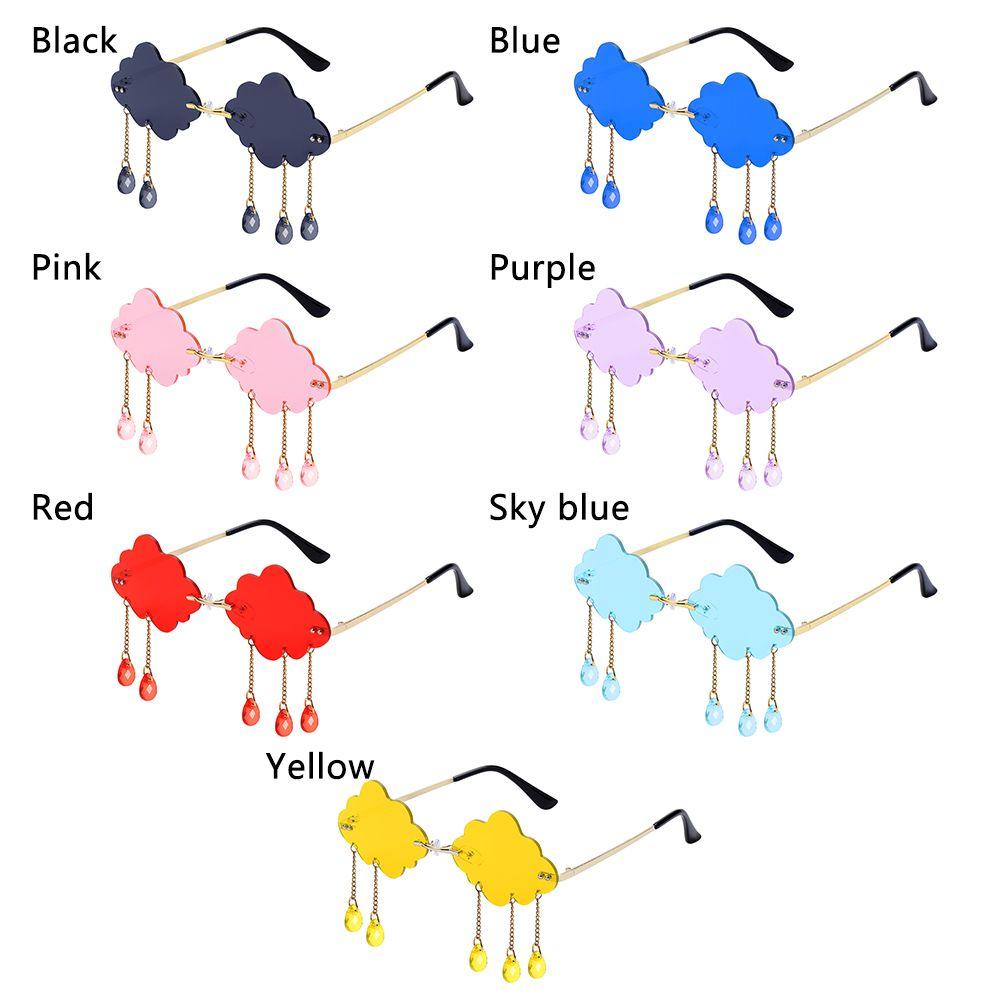 Fashion Funny Cloud Shaped UV400 Clouds Tassel Sunglasses Rimless Sunglasses Disco Glasses Steampunk Sunglasses