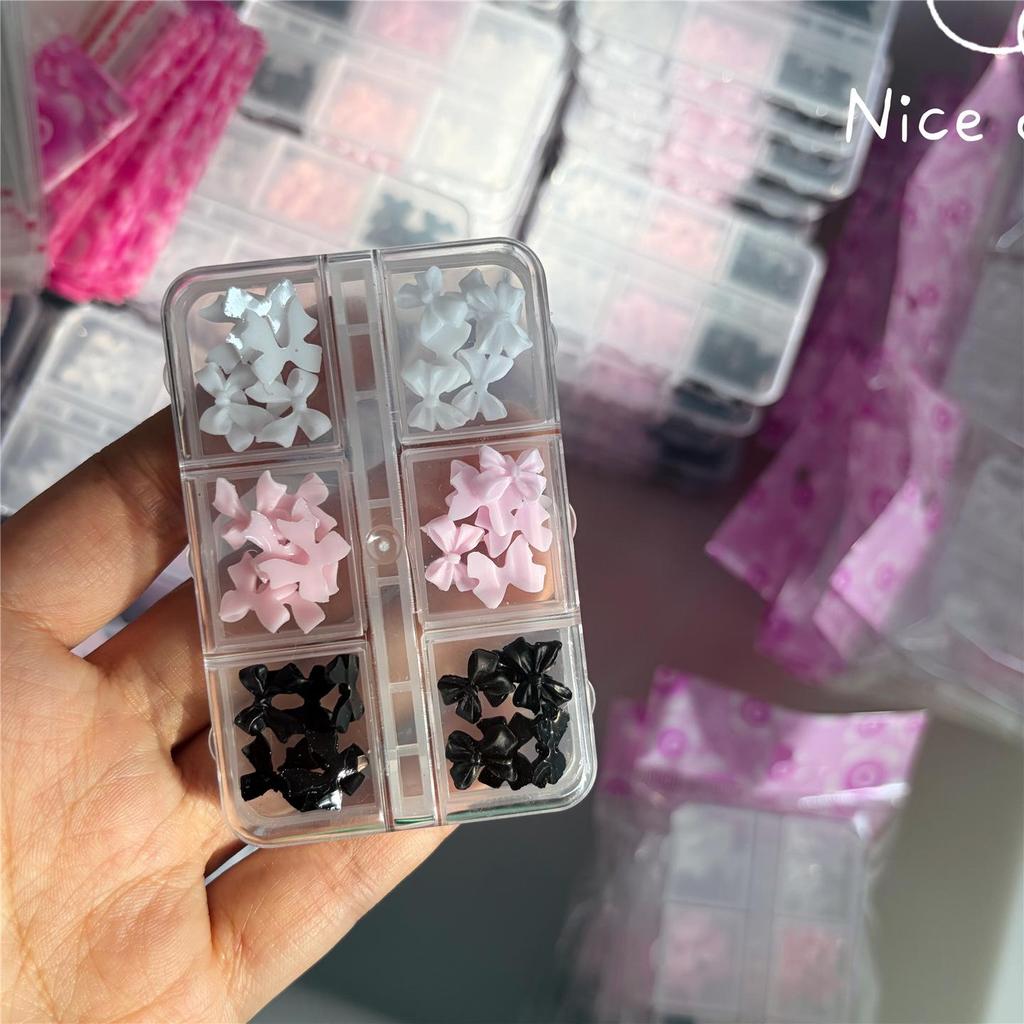 6-Grid 3D Nail Art Bow Decoration Ribbon Ornaments