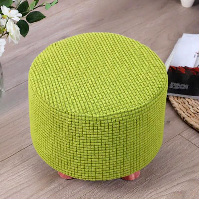 1Pc Round Seat Cover Elastic Protector Soft Pouffe Stool Removable Flannel Stool Cover Footstool