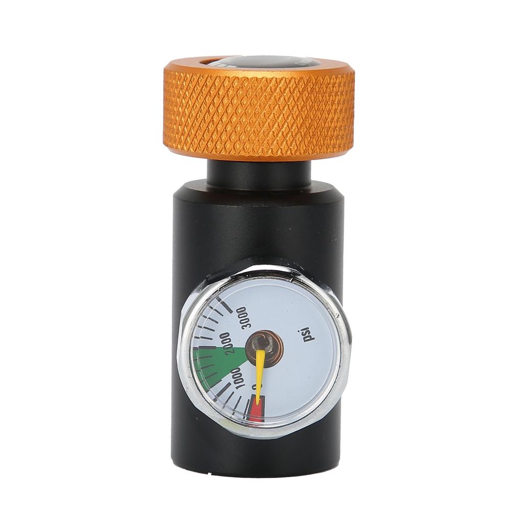 CO2 Cylinder Adapter Adjustable Soda Valve with 8mm Male Head 3000psi Pressure Gauge