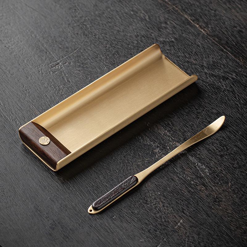 

Brass Tea Spoon Suit Zen Stainless Steel Spare Parts Tea Holder Household High-End Tea Scoop Shovel Spoon