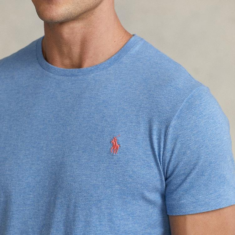 Polo Ralph Lauren Однотонная футболка с вышивкой логотипа, с круглым вырезом, облегающего кроя, с коротким рукавом, мужская, топы, синяя MNPOTSH1N821144-400