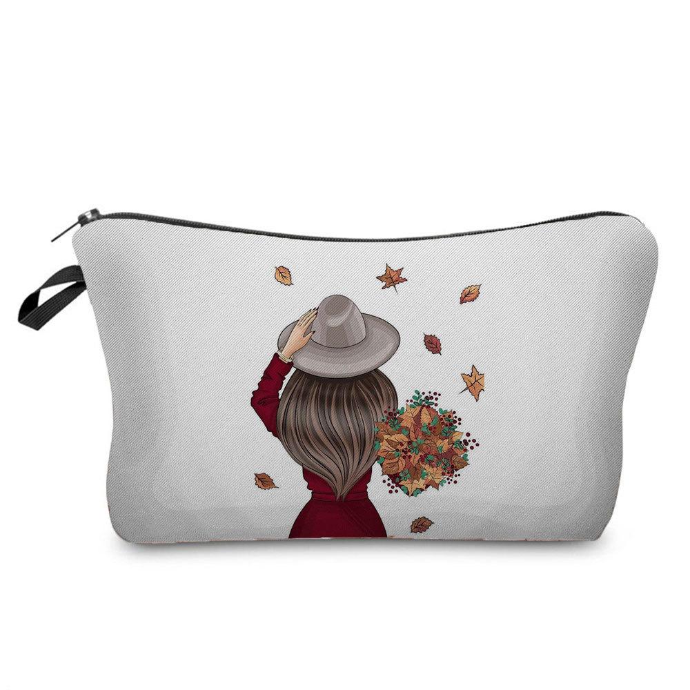 Women Flower Print Cosmetic Bag Toiletries Organize Travel Storage Case 6669