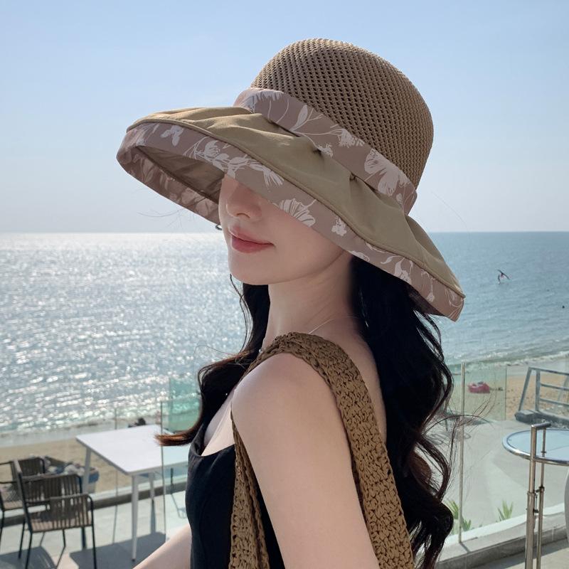 Été Nouveau Chapeau Chapeau de Soleil d'Été pour Femmes Protection Solaire Chapeau de Soleil Voyage en Plein Air Grand Bord Chapeau de Soleil Chapeau Bob Pliable