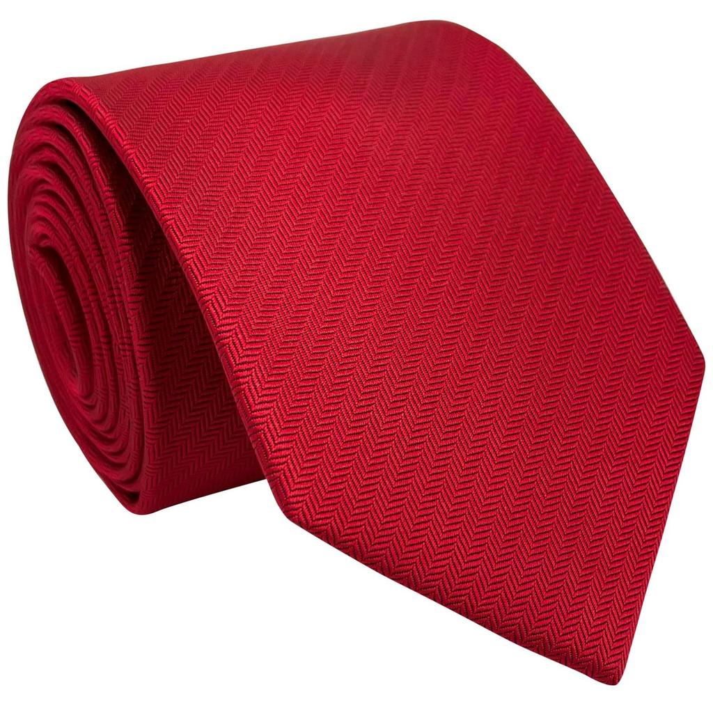 (RETREEZ) RETREEZ Micro Herringbone Stripe Woven Microfiber Men's Tie - Red
