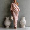 New Summer Fashion High-End Women's Long Sleeve Off-Shoulder Maxi Dress Mid-Waist Tucked-In Style