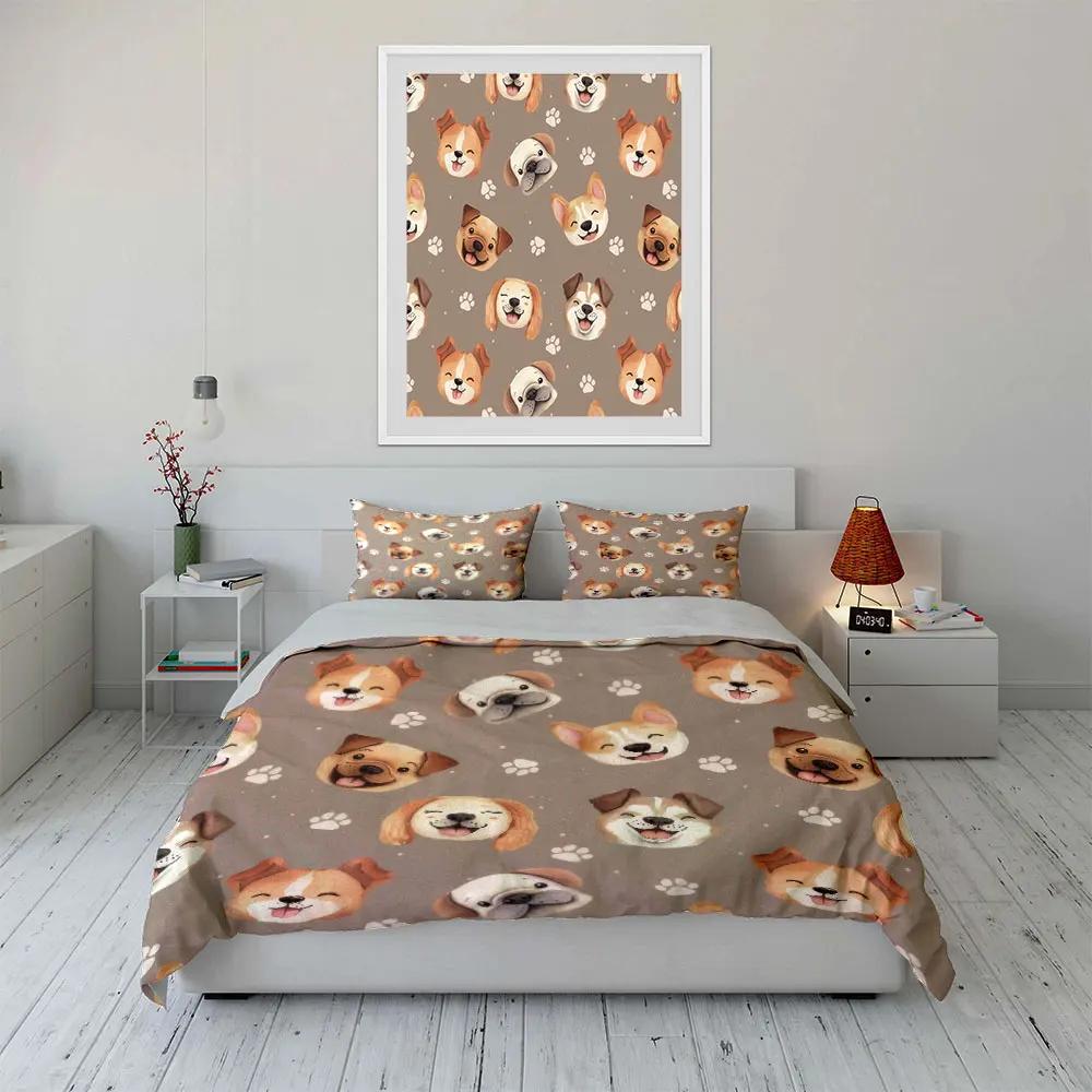 "Cartoon Dog Pattern Decorative Set" Soft Comfortable Duvet Cover Bedding Set Included 1*Duvet Cover & 2*Pillowcases gift