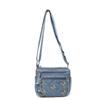 Denim Crossbody-Tasche mit Schmetterlingsstickerei Mehrschichtige Handytasche Damen Kleine quadratische Tasche