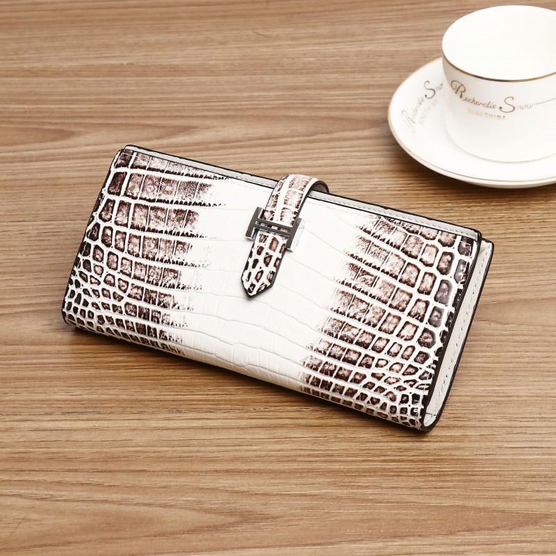 New Crocodile Belly Pattern Himalaya White Women's Wallet Long Short Multi Card Pocket Handbag