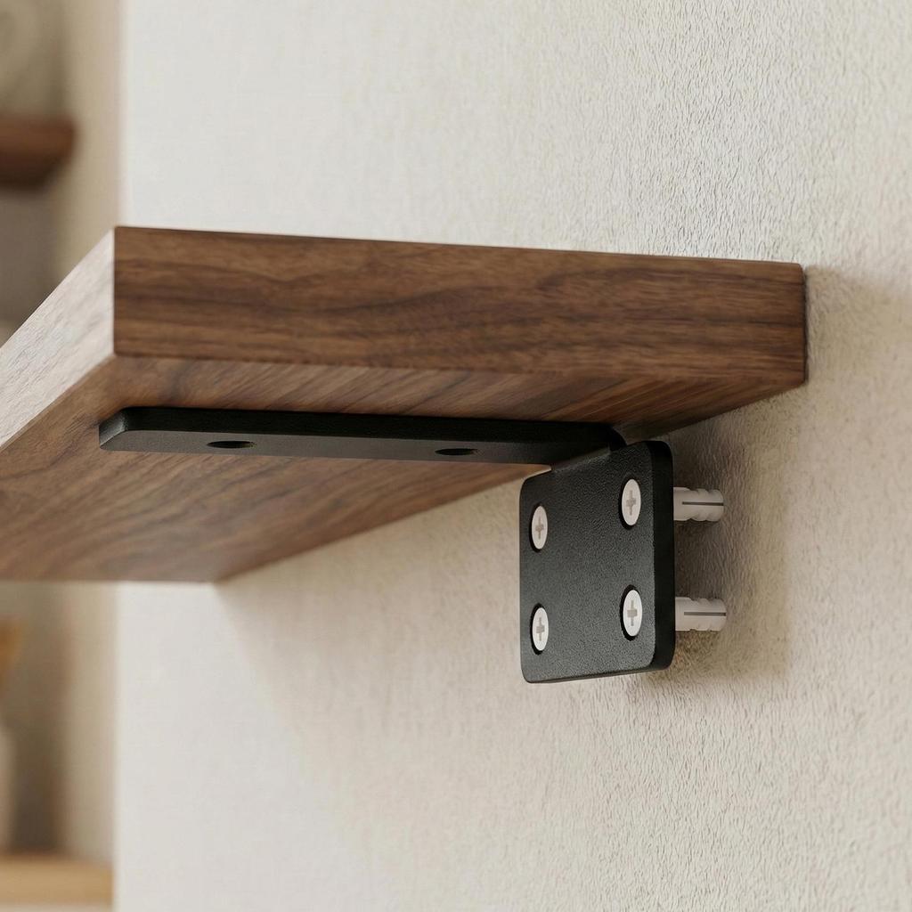 Metal Floating Shelf Brackets Heavy Duty 90 Degree Support Bookshelf Holders L-shape Partition Wall Shelves Bracket with Screw