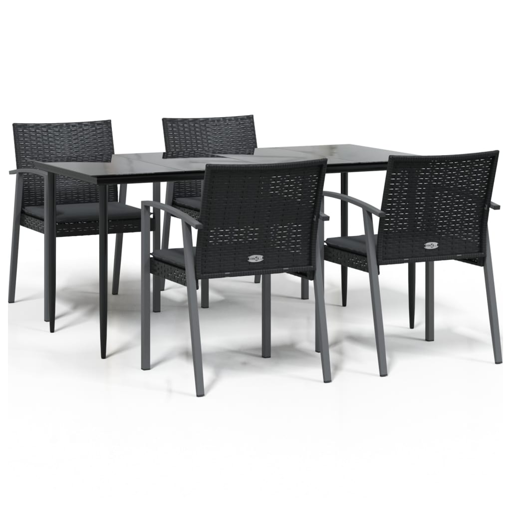 5-Cz. Gartenmöbel-Set mit Kissen, Polyrattan und Stahl