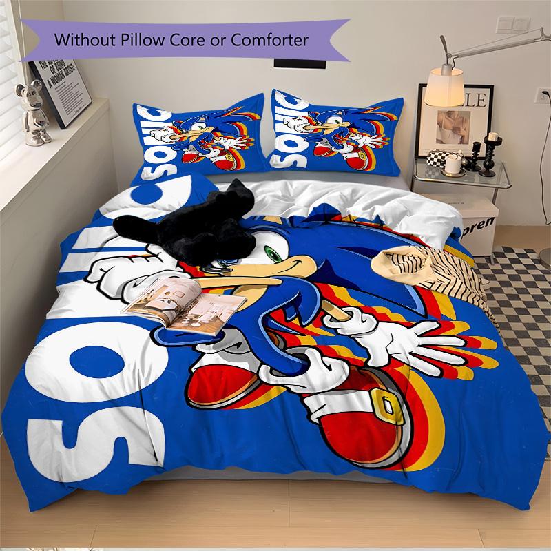 Sonic Hedgehog Artwork Print 3Pcs Bedding Setduvet Cover With 2 Bedropillowcase Home Birthday Gift