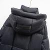 Long black diamond cold-proof down jacket for women's new black pearl thickened over the knee couple's coat tide