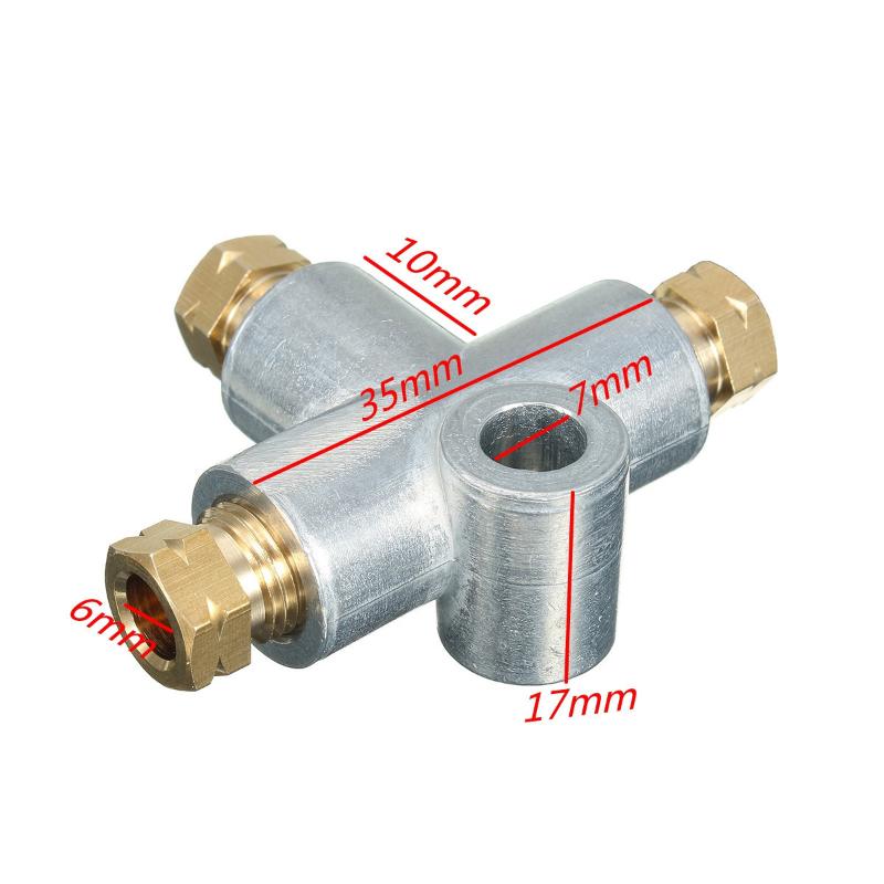 1Pcs Zinc Alloy Brake Line 3 Way T Piece Brake Pipe Connector With 3 X M8/M10 Male Short Nut For Car Brake Hoses Car Accessories
