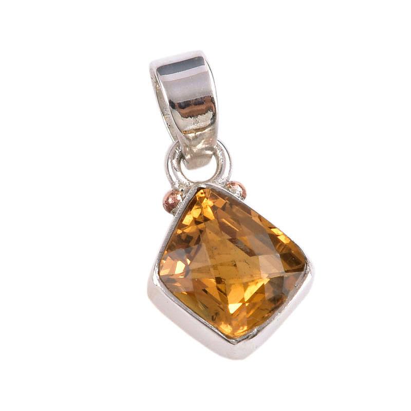 Natural Citrine Gemstone Handmade 925 Solid Sterling Silver Gift Pendant 1" W9k33