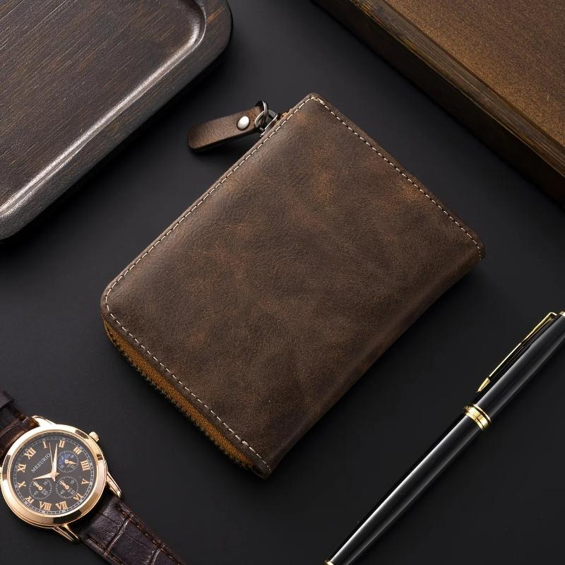 High Quality Men's Wallet Nubuck Leather Blocking Multi Luxury Designer Money Clip Card Holder Slot 3 FoldPurse