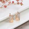 Hot Smooth Square Pattered Earrings For Women 585 Rose Gold Natural Zircon Stud Earrings Ethnic Bride Wedding Jewelry