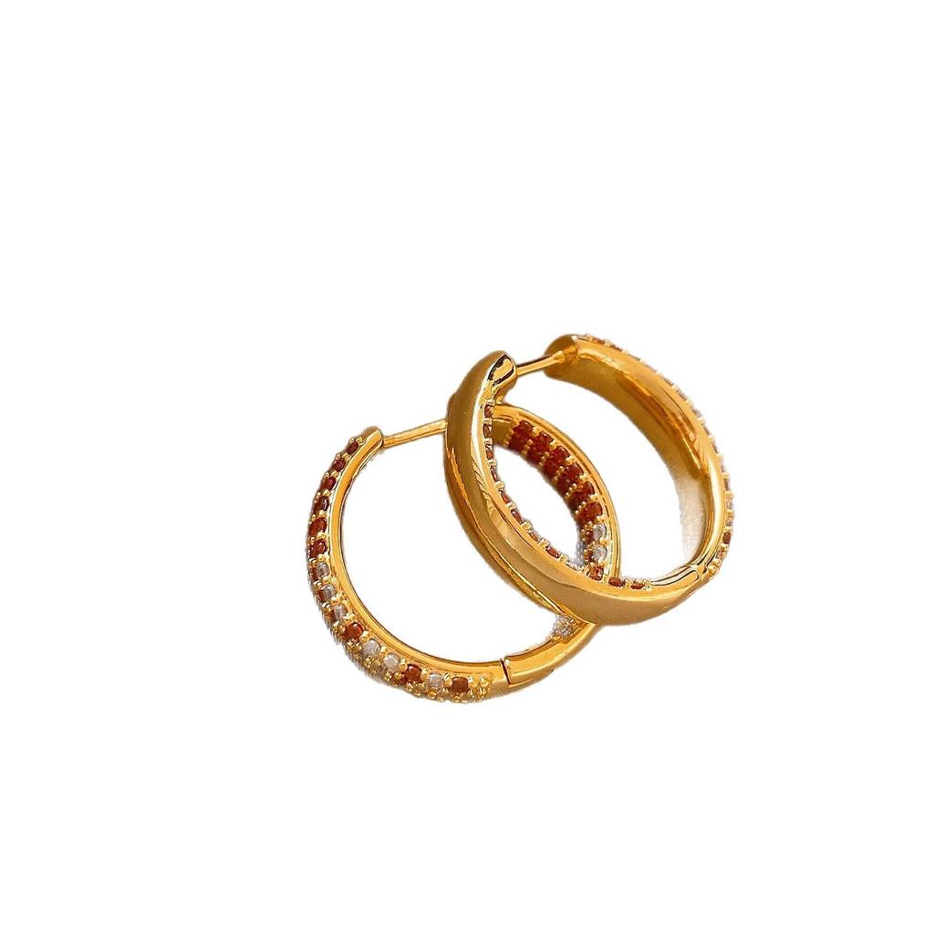 Exquisite Diamond-Studded Round Hoop Earrings: Stylish, Cool, High-End Ear Jewelry