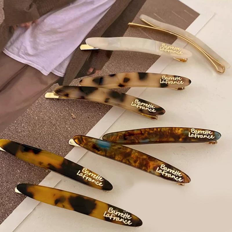 2Pcs/Set Little Willow Leaf Hair Clip French Simple And Elegant Style Side Clip Bang Hairpin One Line Hair Clip