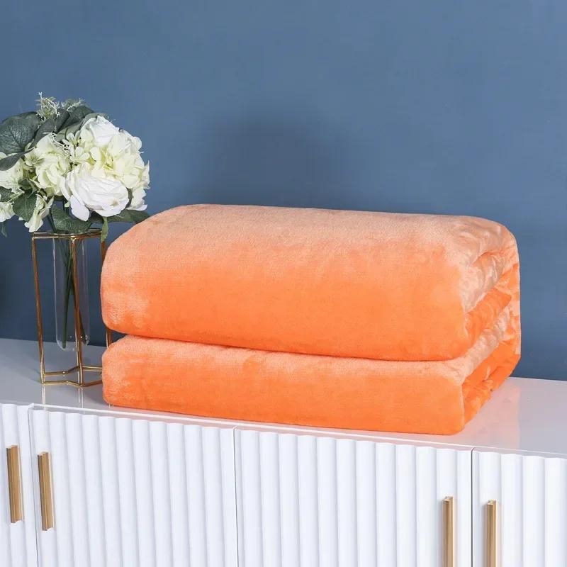 1 Piece Solid Color Flannel Blanket Soft Warm Throw Blankets for Couch Sofa Office Bed Camping Travel Multi-purpose Gift Blanket