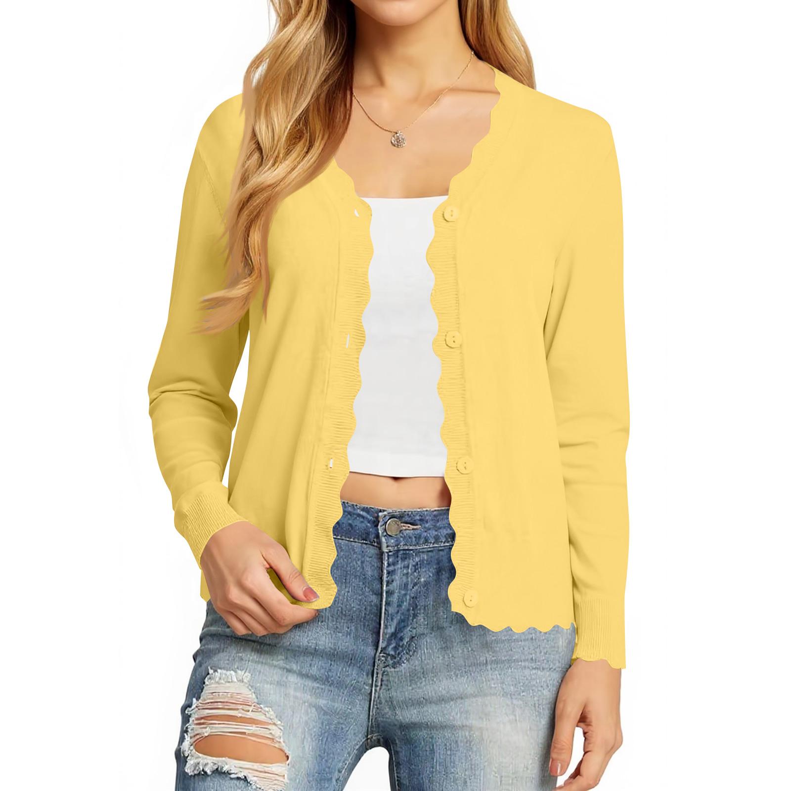 

Women‘s Cardigan Sweaters Long Sleeve Casual Lightweight Button Down V-Neck Fall Clothes XL