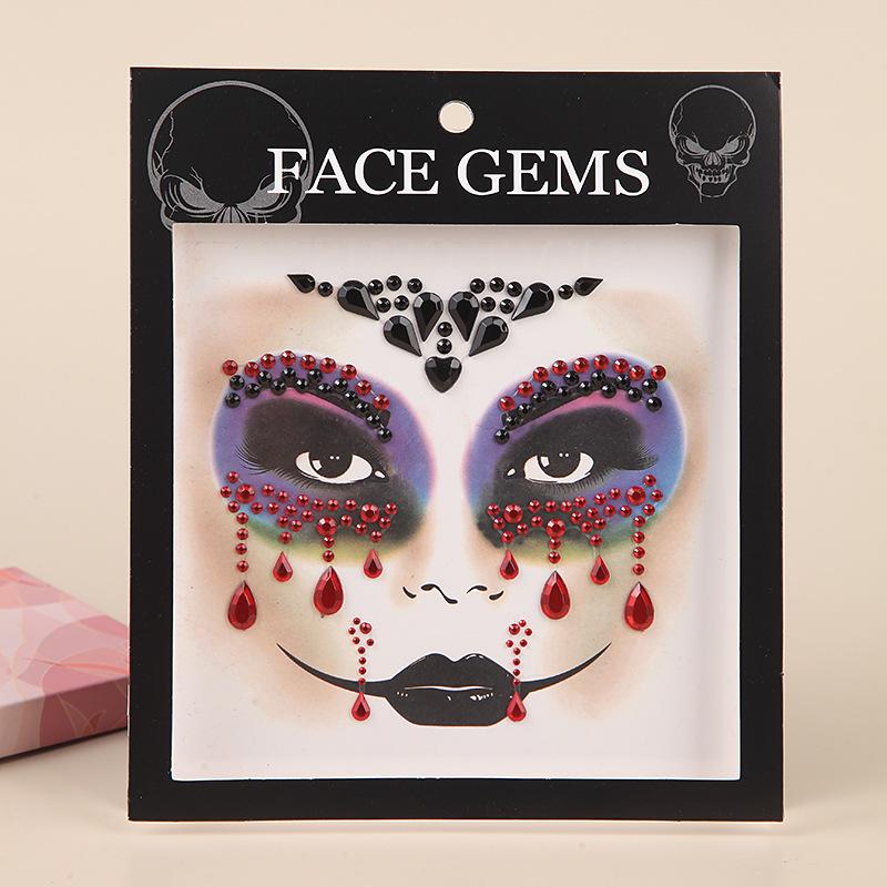 Europe Masquerade Face Stickers Safe Acrylic Drill Adults Children Facial Decoration Adhesive Stickers Party Dance Supplies