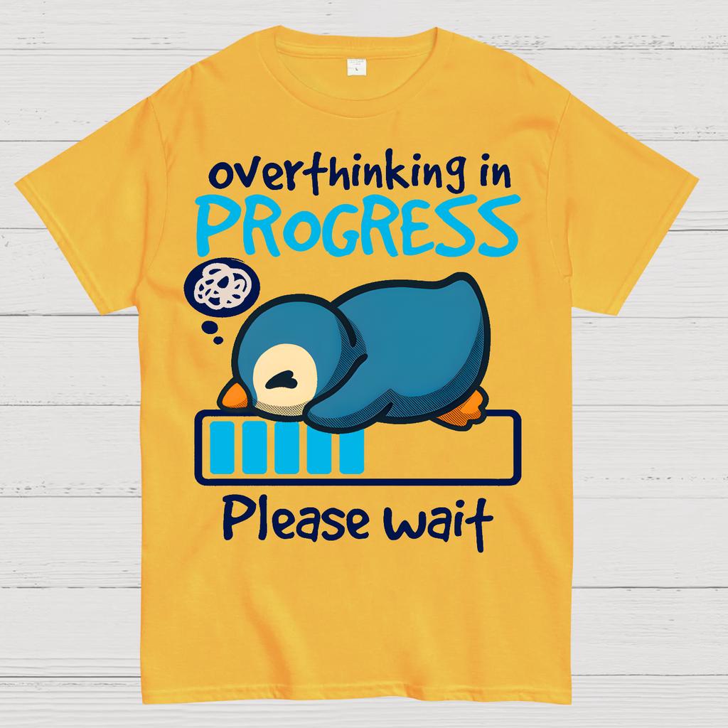 Penguin Overthinking In Progress Cotton Summer Casual Cool Loose T-Shirt