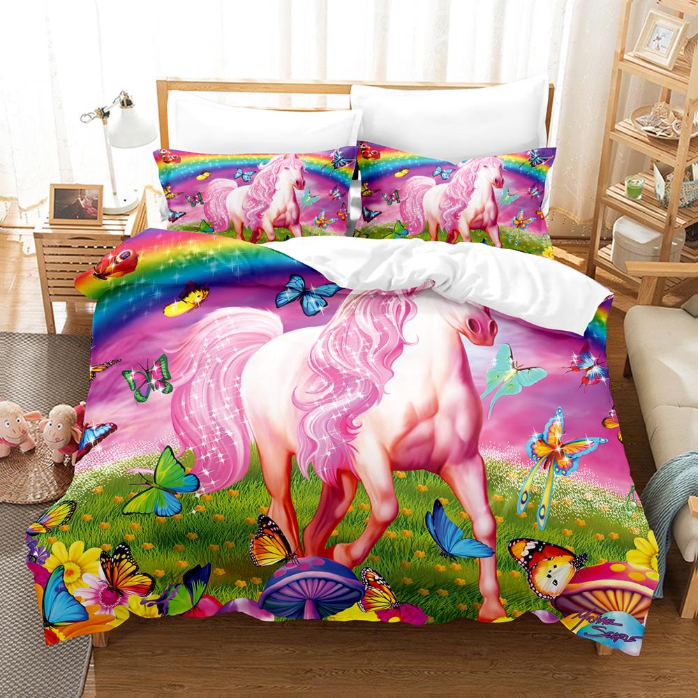 3D Cartoon Horse Duvet Cover Set With Pillowcase Twin Full Queen King Size Bedding Sets