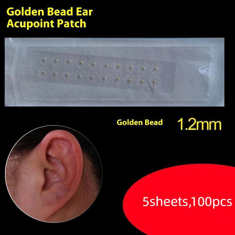 100 шт. Ушная бусина-пластырь Аурикулотерапия Дышащая Акупрессура Ушной прессующий бусина-пластырь Наклейка Акупрессурный бусина-пластырь золотой