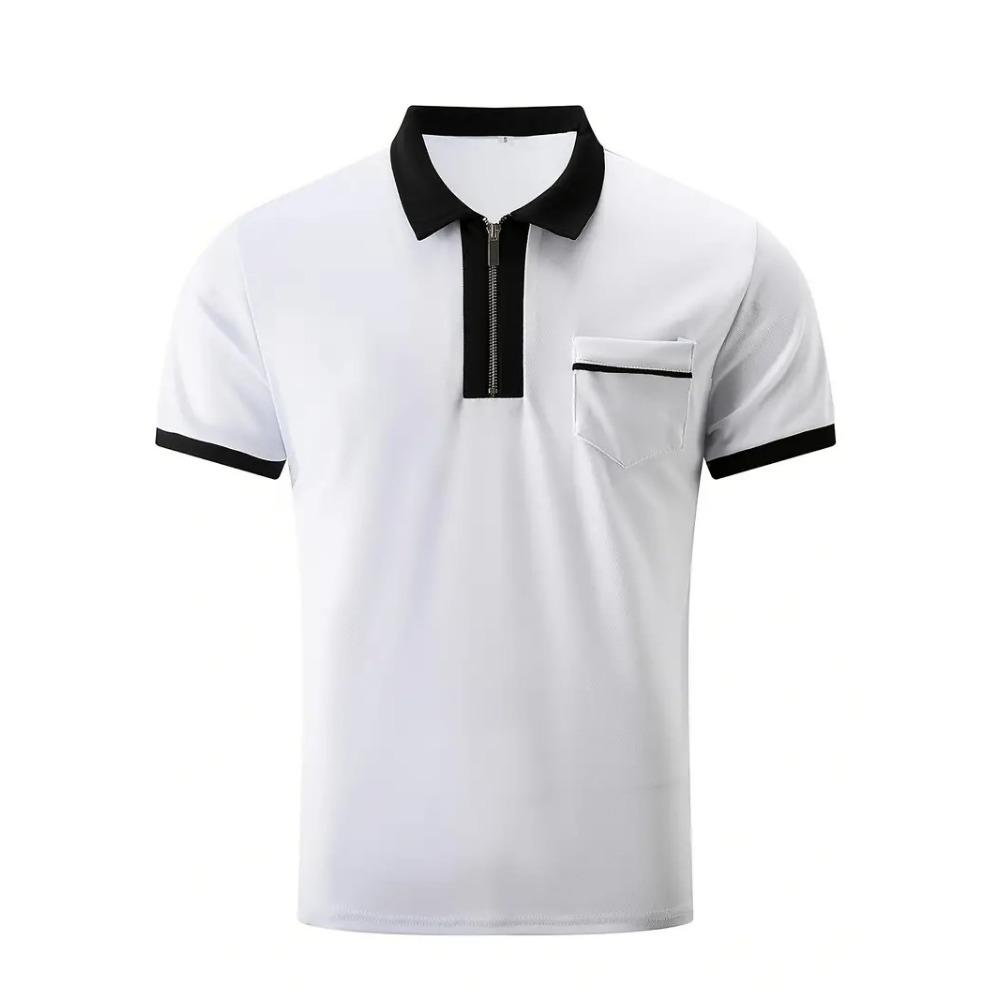 Men's Casual Chest Pocket Short Sleeved T-shirt Polo Shirt