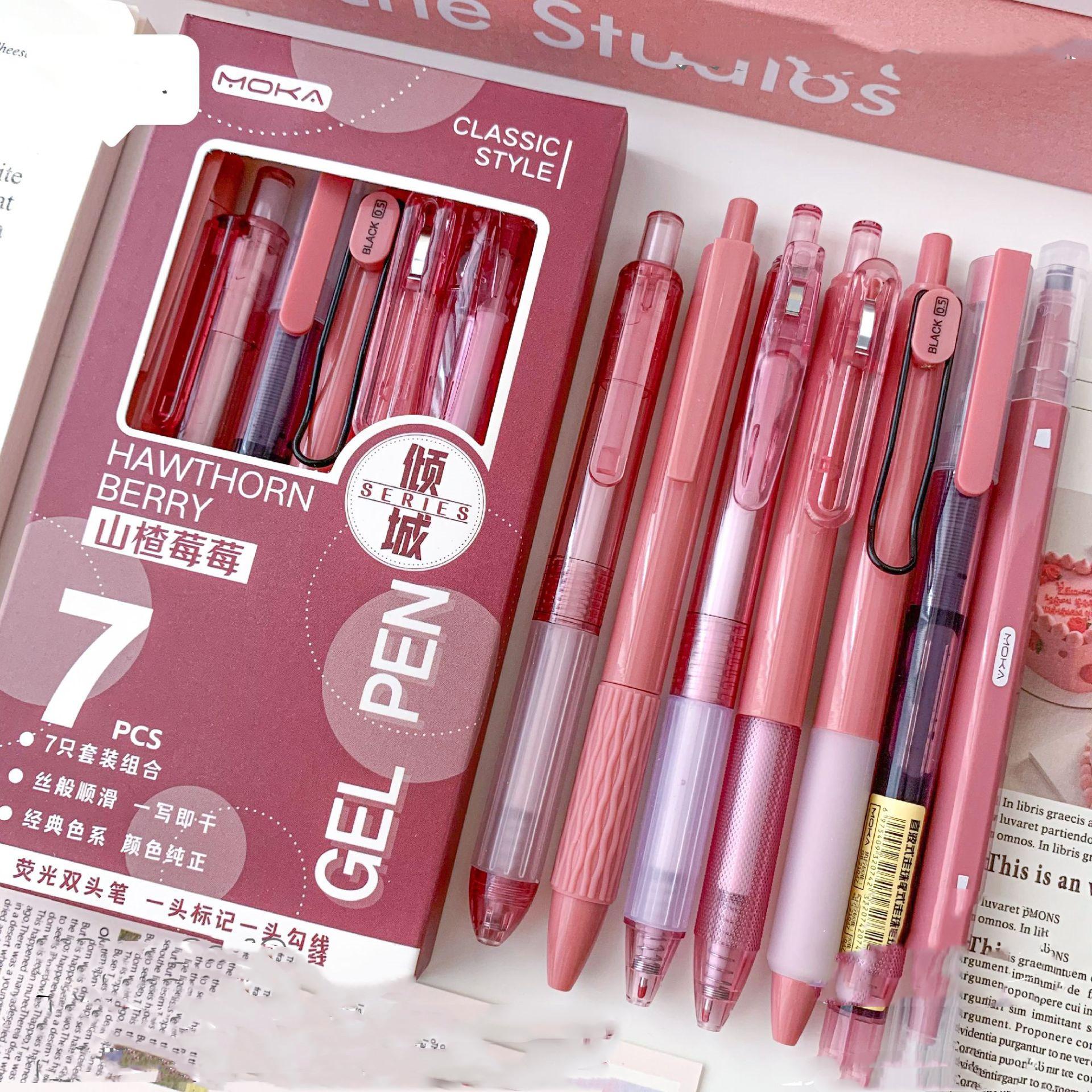 

7 шт. корейская модная гелевая ручка, простая белая прозрачная однотонная канцелярская гелевая ручка 0,5 мм, черные чернила, скрапбукинг, сухая быстрая ручка