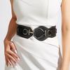 Fashion Color Solid Large Circular Buckle And Rivet Design Women Wide Waistband