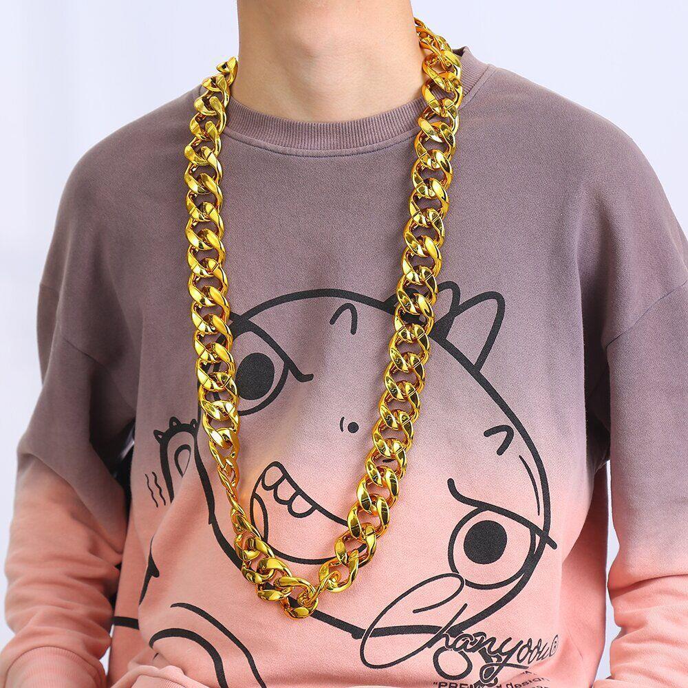 Kids Hip Hop Dance Necklace: Fun Gold Chain for Boys & Girls, Perfect for Jazz Dance & Trendy Outfits