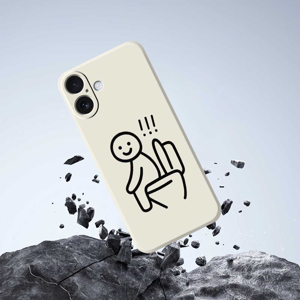 For iPhone 17 Case Stickman Toilet Pattern Printing Straight Edge TPU Phone Back Cover