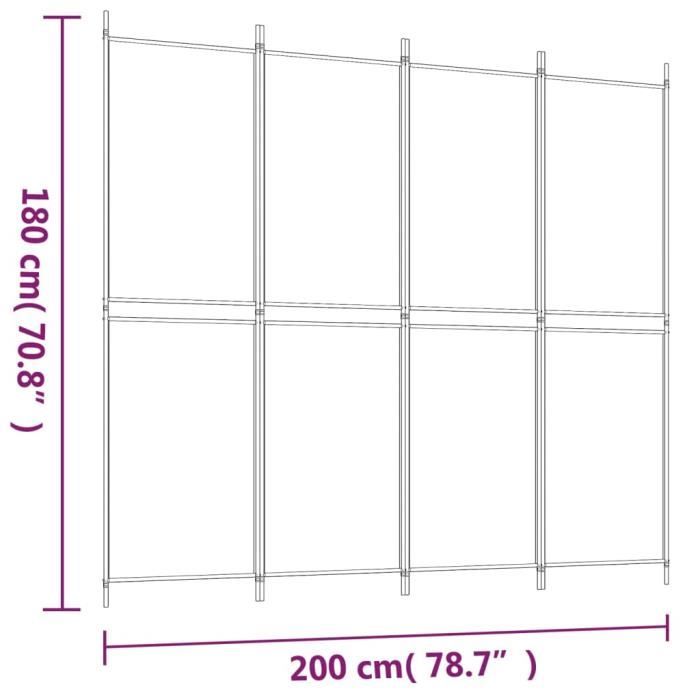 350214 vidaXL Cloison de séparation 4 panneaux Blanc 200x180 cm Tissu